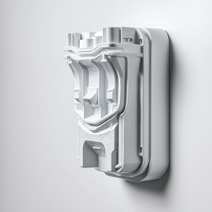 White injection moulded part, company website photograph.